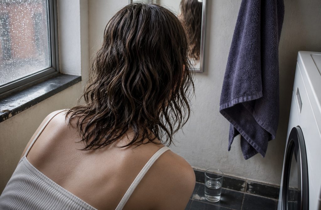 Long wavy hair worn loose in a relaxed portrait