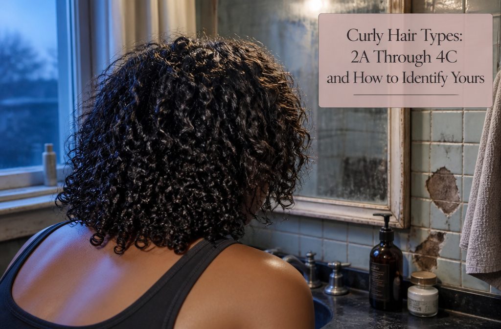 Hair displaying loose waves, defined curls and tight coils